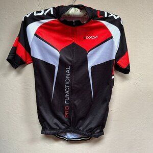 Lixada Men's Cycle Jersey Medium Black Full Zip Short Sleeve Back Pockets Active